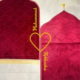 Maroon & Maroon Dome Couple Janamaz with Heart